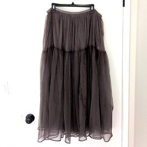 Brenda Knight for Free People Anne tulle tiered maxi skirt XL $289 brown